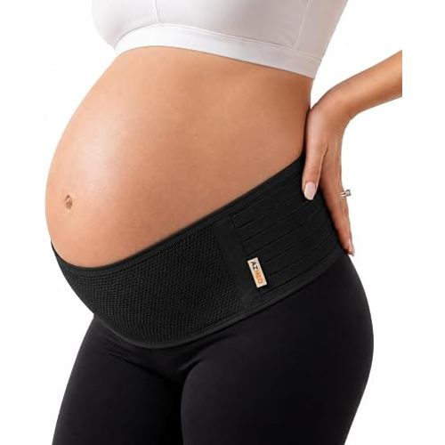 AZMED Maternity Belt Back Support - Adjustable Abdominal Binder for Pregnancy - Belly Band for Pelvic, Waist & Lower Back Comfort - Fits Up to 46 Inches - Black