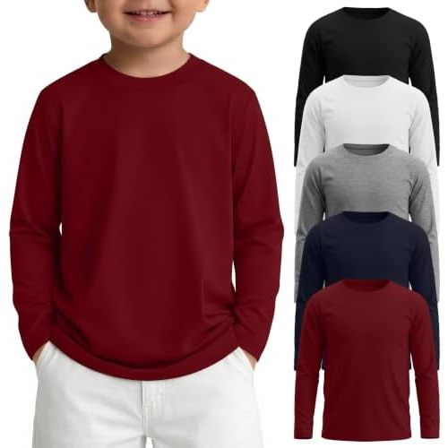 5 Pack Toddler Boys Long Sleeve Shirts