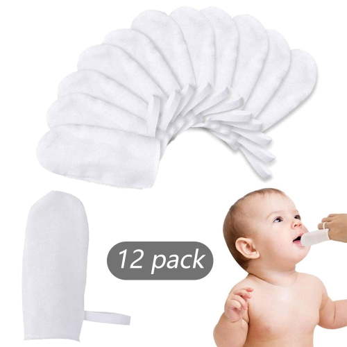 MesaSe 12Pcs Baby Teeth Soft Gauze Finger Clean Oral Hygiene Tongue Milk Stain Cleaning for 3-12 Months Old
