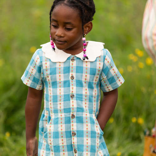 Blue Flowers Button Through Short Sleeve Dress – Little Green Radicals