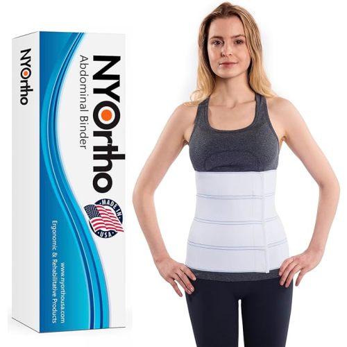 NYOrtho Abdominal Binder Lower Waist Support Belt - Compression Wrap for Men and Women MADE IN USA (30" - 45") 4 Panel - 12"
