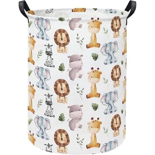 LATOGHIVE Baby Laundry Hamper kids laundry Basket Waterproof Storage Bin for Bedroom Toy Clothes Organizer Basket Woodland Animals Room Décor(Cute Animals)
