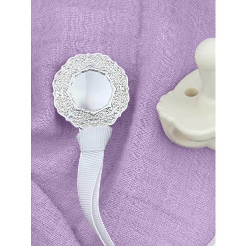 Silver Pacifier Clip - "Elizabeth" the Royal Collection - Classic Heirloom Baby Gift, Silver Dummy Holder
