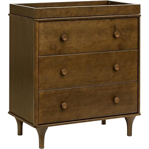 Babyletto Lolly 3-Drawer Changer Dresser with Removable Changing Tray in Natural Walnut, Greenguard Gold Certified