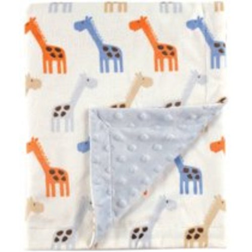 Hudson Baby Boy and Girl Mink Blanket with Dotted Mink Back - Blue