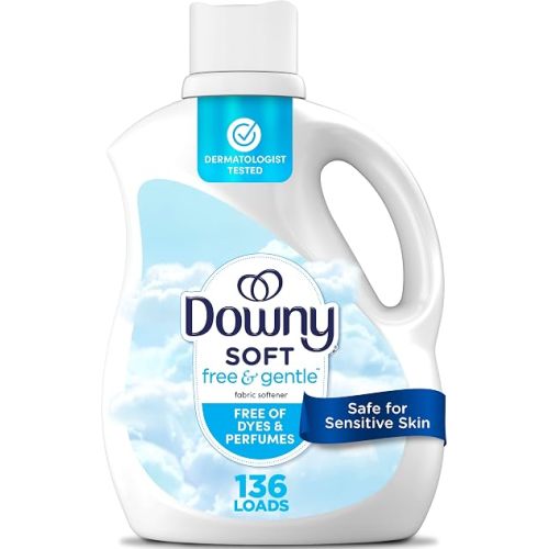 Downy Free & Gentle Liquid Fabric Softener, 100 fl oz, 136 Loads, Hypoallergenic, Sensitive Skin Friendly Fabric Conditioner Liquid
