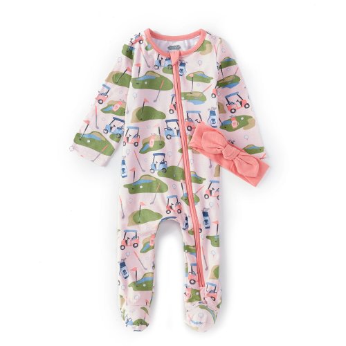 Mud Pie Baby Girls Long-Sleeve Golf Cart Printed Footed - Dillards