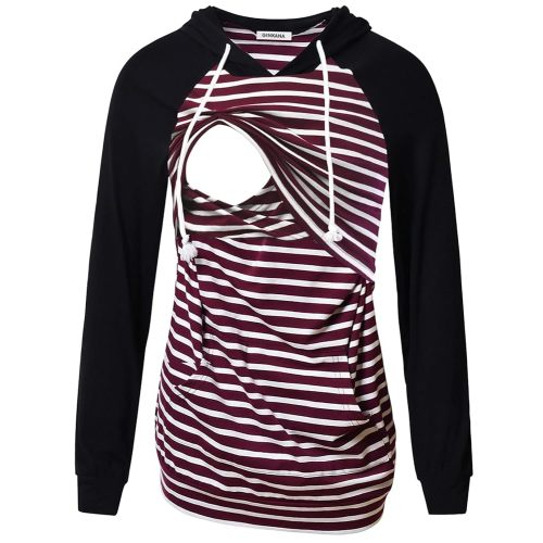 GINKANA Women's Nursing Hoodie Sweatshirt Long Sleeves Breastfeeding Maternity Tops Casual Clothes