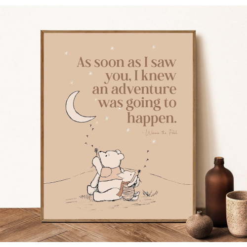 Winnie The Pooh Nursery Theme Print As Soon As I Saw You Adventure Baby Shower Gift Home Decor Office Wall Art