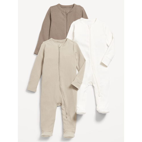 Unisex 2-Way-Zip Sleep & Play Footed One-Piece 3-Pack for Baby | Old Navy