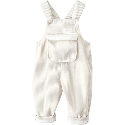 SEAUR Baby Boy Girl Corduroy Bib Overalls Cotton Button Suspender Overalls Plain Romper Loose Jumpsuit