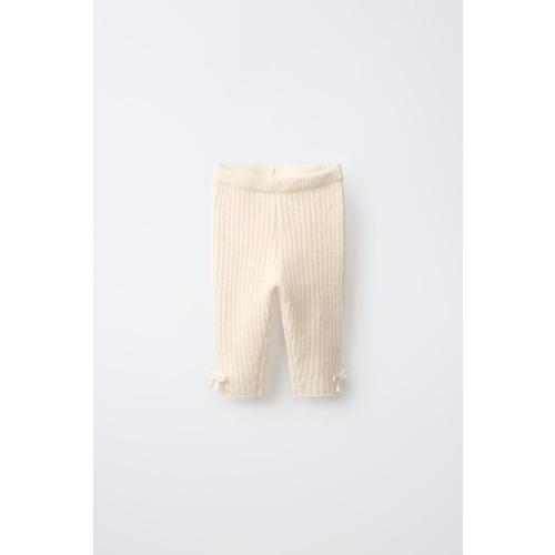 RIB KNIT BOW LEGGINGS - Vanilla | ZARA United States