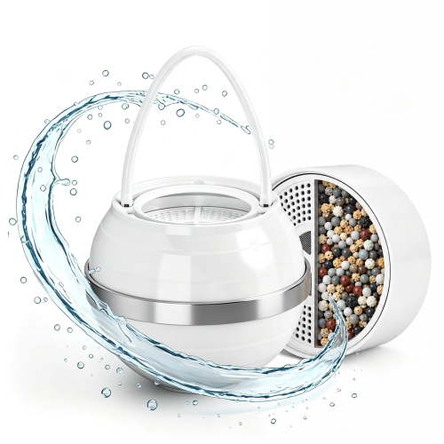 Bathtub Water Filter for Tub Faucet, Bath Filter for Tub with Standard and Flexible Handles, Tool-Free Faucet Mount Water Filter, Bath Tub Filter for Everyday Home Baths, White