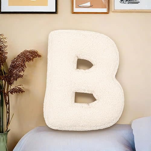 Letter Plush Pillow, Letter Hugging Throw Pillows, Decorative Initial Letter Shaped Throw Pillows for Bed Couch, Letter Pillows English Alphabet A to Z for Sofa Bedroom Living Room Decor (B)