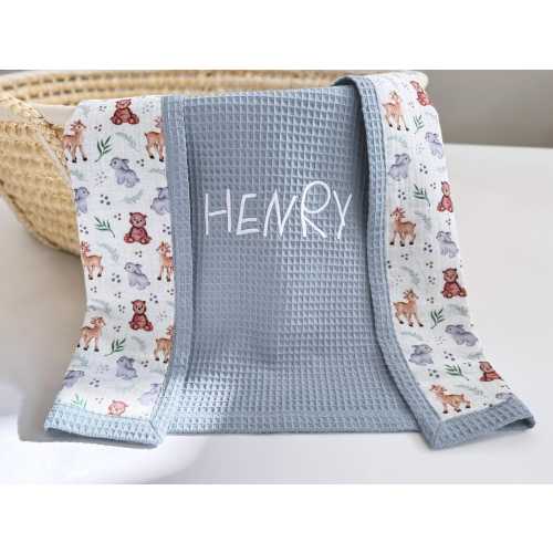 Organic Cotton Baby Blanket with Name - Lightweight & Personalized Waffle Blanket, Personalized Baby blanket, Unique Baby boy gift