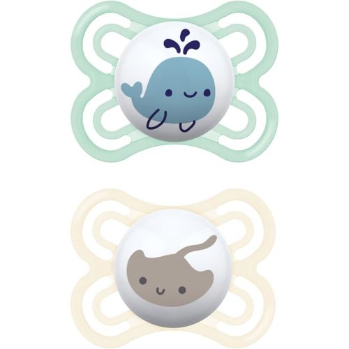 MAM Perfect Baby Pacifier, Patented Nipple, Developed with Pediatric Dentists & Orthodontists, 2 Pack, 0-6 Months, Boy