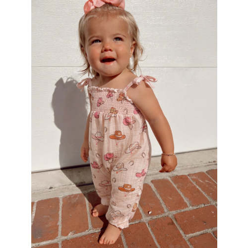 Western Pink / Muslin Smocked Jumpsuit