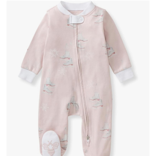 Burt's Bees Baby Organic Cotton Sleep and Play Footed Pajamas for Girls, Zipper PJ Newborn Sleeper with Non-Slip Bee Grips