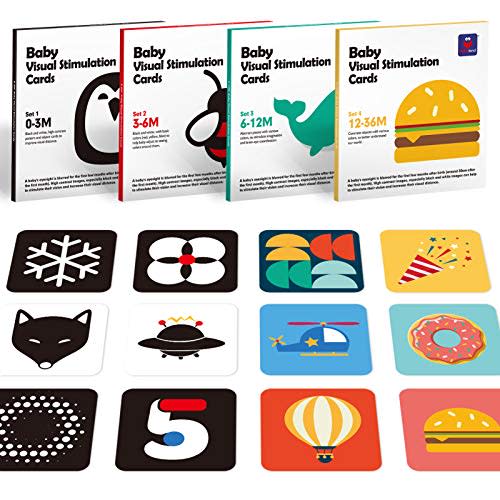 hahaland Flash Cards Baby Visual Stimulation Cards for 0-3-6-12-36 Months, 0-3 Months Infant Newborn Tummy Time Toys Gifts 6''6'' Large for Sensory Development Black White Card Set