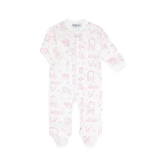 Pink Lone Star Toile Footie - 3-6 mo