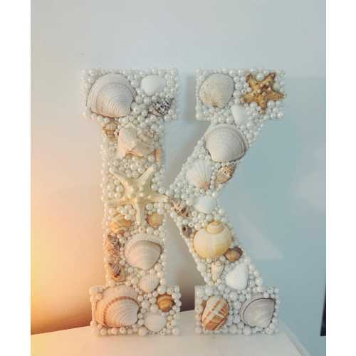 Custom Seashell & Pearl Initial Decor | Beach House Letter Art | Coastal Name Sign | Made to Order