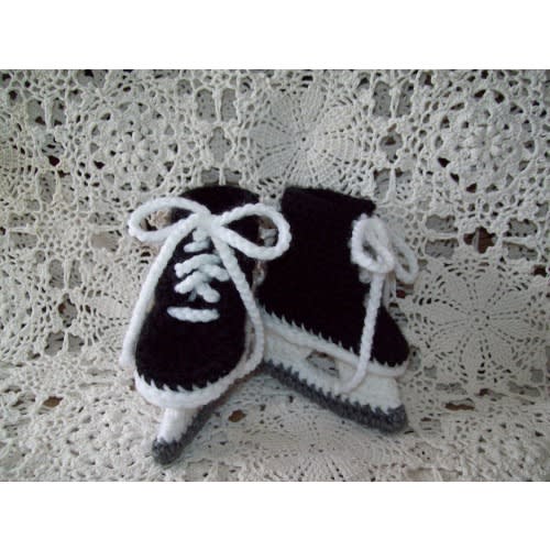Ice Hockey Skates Baby Infant Newborn  Crochet Booties