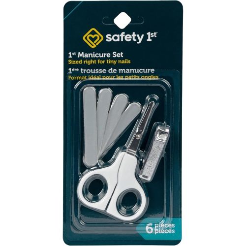 Safety 1st Manicure Set – Baby Scissors with Rounded Safety Tip, Nail Clippers for Tiny Nails, 4 Emery Boards, Diaper Bag Friendly, Safe for All Ages