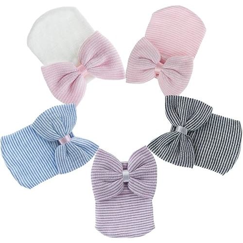 Zando Big Bow Baby Hats Newborn Hospital Hat Lightweight Cotton Infant Beanie Nursery Knot Headband Photo Accessories Gift