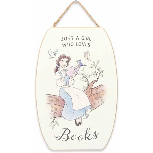 Disney Beauty and the Beast Just a Girl Who Loves Books Hanging Wood Sign