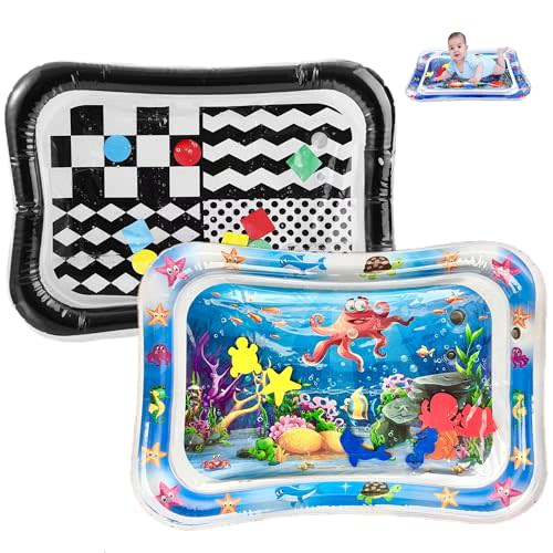 PandaEar 2 Pack Baby Tummy Time Water Mat, Inflatable Water Play Mat Toys | Sensory Water Play Mat, Tummy Time Development for Infants Newborn Toddlers 3-24 Months Girls and Boys
