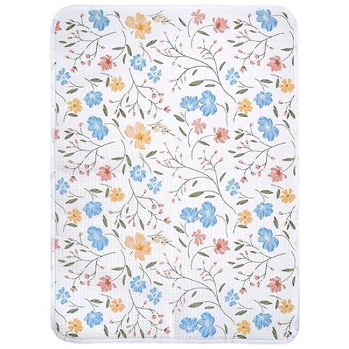 haakaa Waterproof Changing Pad Liners, 100% Cotton, Soft & Breathable (1pc, 19.5" x 27.5" Garden Flow)