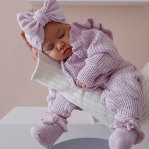 CLASSIC KNIT ROMPER LAVENDER FLECK