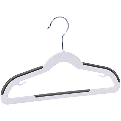 Amazon Basics Plastic Kids Clothes Hangers, Non-Slip 30-Pack, White and Black, 12.8 L x 8 W x 0.2 T inch