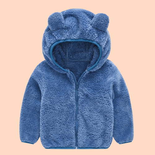 TIHLMK Baby Outerwear Toddler Baby Winter Jacket Cotton Windproof Warm Winter Coats Cute Hooded Jacket Plush Cute Bear Ears