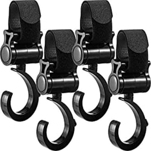 Amazon.com: Baby Stroller Hooks for Toys, Stroller Hooks Universal Diaper Bag Hook for Stroller 360° Rotation Large Stroller Hooks for Shopping Strong Load-Bearing 33 LB Car Back Seat Hooks (Black, 4 Pack) : Baby