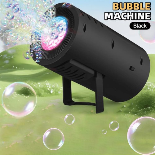 Electric Bubbles Machine for Adults, Portable Automatic Bubble Maker Blowers with Lights for Weddings Stage Outdoor Parties(Black)
