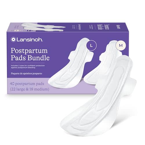 Lansinoh Postpartum Maxi Pads Bundle, 40 Count | Heavy Absorbency Overnight Pads with Wings, Includes 2 Sizes for Extra Protection, Postpartum Essentials