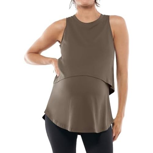 Tankaneo Womens Summer Maternity Nursing Tank Tops Sleeveless Double Layer Breastfeeding Shirt Pregnancy Clothes