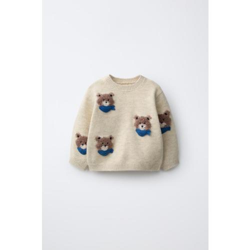 BEAR EMBROIDERED KNIT JUMPER - Light beige | ZARA United States