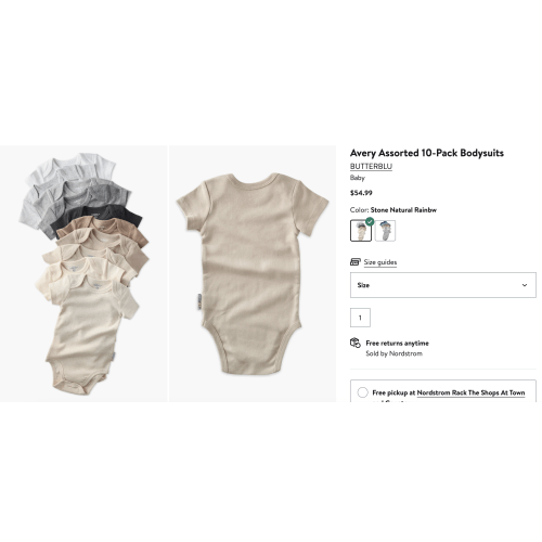 Avery Assorted 10-Pack Bodysuits,
BUTTERBLU
0-3M