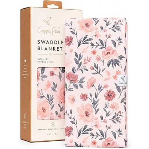 Copper Pearl Large Premium Knit Baby Swaddle Receiving Blanket Floral Morgan