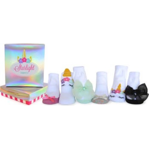 Sabrina Assorted 6-Pack Embellished Unicorn Socks, 0-12M