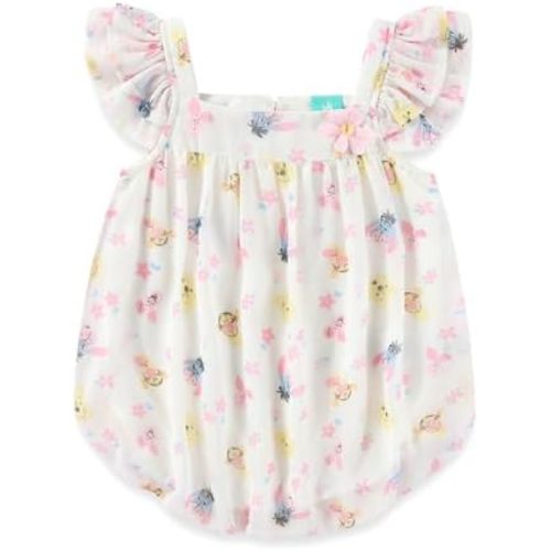Disney Winnie the Pooh Baby Girls All Over Print Chiffon Bubble Romper for Newborn and Infant