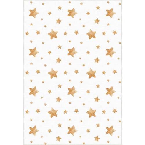 Golden Watercolor Stars Kids Rug