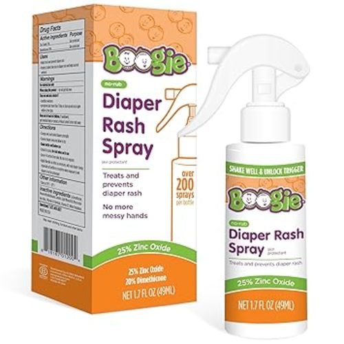 Boogie Diaper Rash Cream Spray for Baby, Travel Friendly No-Rub Touch Free Application for Sensitive Skin, Over 200 Sprays per Bottle, 1.7 oz (Pack of 1)