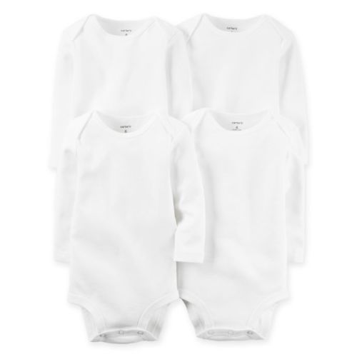 carter's® 4-Pack White Long Sleeve Bodysuits