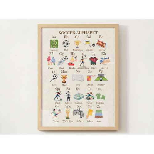 Soccer ABC Nursery Print ,Soccer Alphabet Nursery Decor, Baby Soccer Print, Soccer Nursery, Soccer Nursery, Baby Infant Soccer Teddy Print