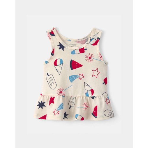 Baby Girl Fourth Of July Popsicle Peplum Tank Top - Cream | Carter's
