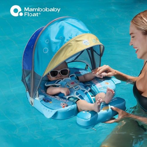 Mambobaby Sunny Navigator Baby Pool Float with Canopy- Ocean Blue