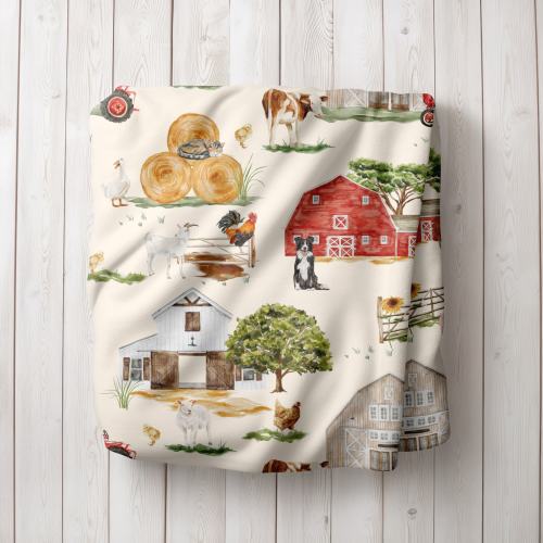 PERSONALIZED Farm Animal Blanket, Sherpa Baby Blanket, Farm Themed Nursery, Farm Crib Bedding, Gender Neutral Baby Gift, Minky Toddler Throw